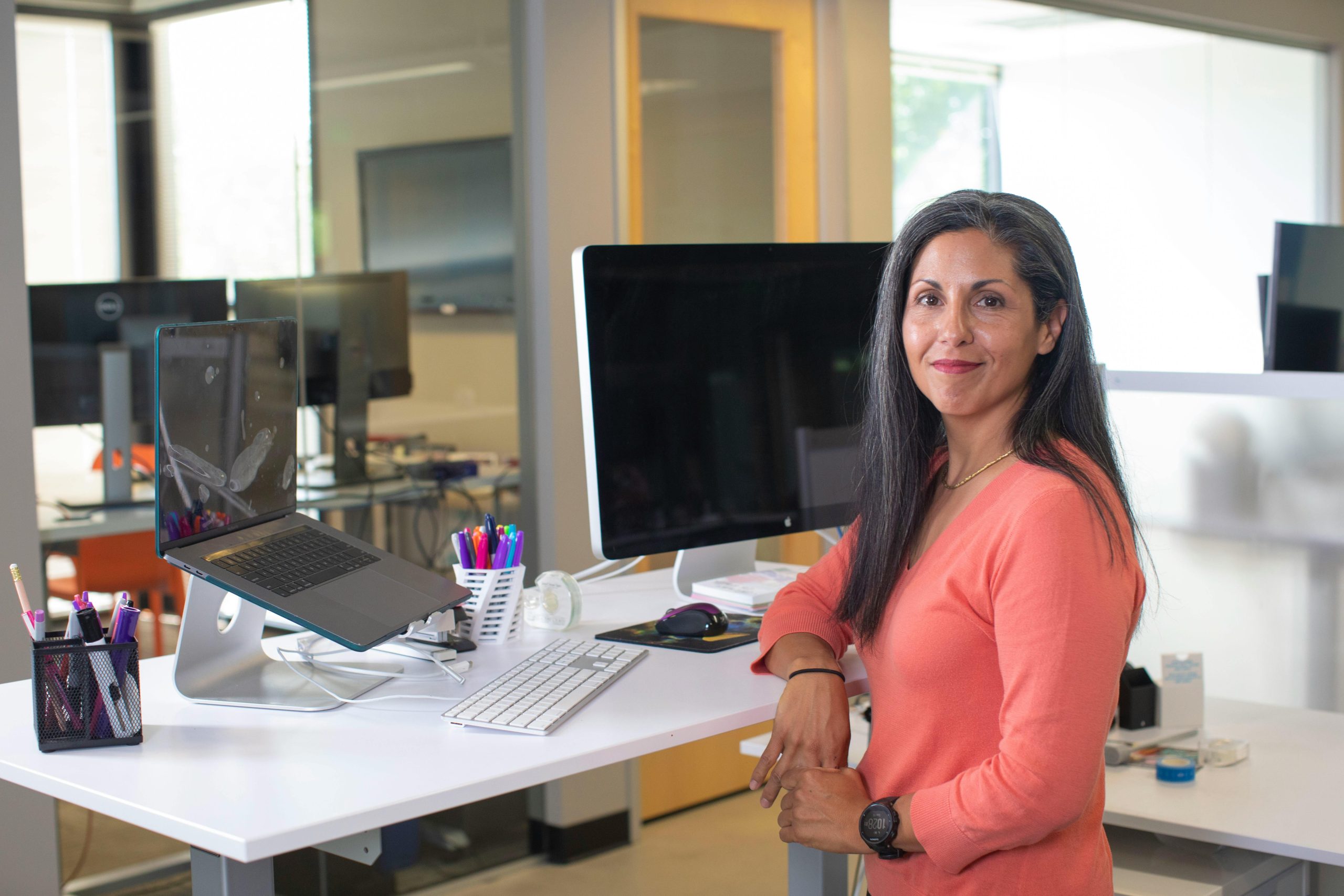 Woman working at her desktop in the office